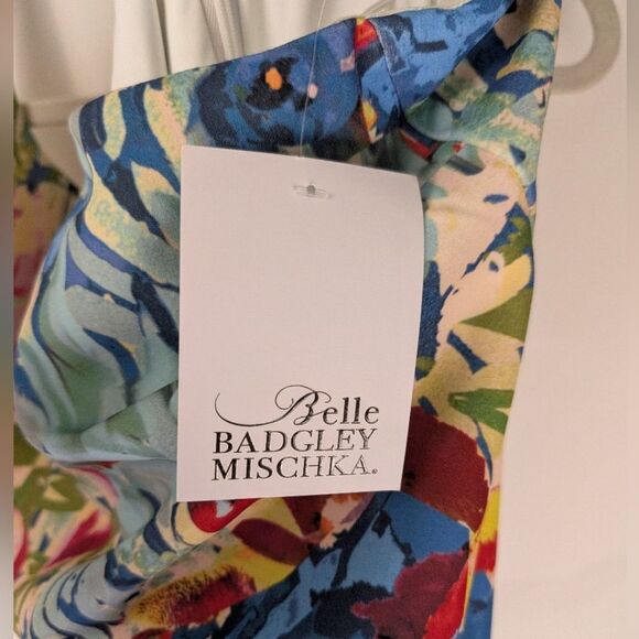 NWT Belle Badgley Mischka Women's Size 12 Royal Multi Halter Dress Floral Print - Picture 10 of 15